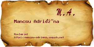 Mancsu Adriána névjegykártya